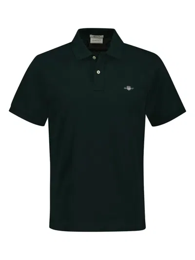 Gant Logo-embroidered Polo Shirt In Green