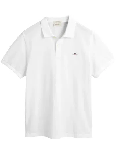 Gant Logo-embroidered Polo Shirt In White