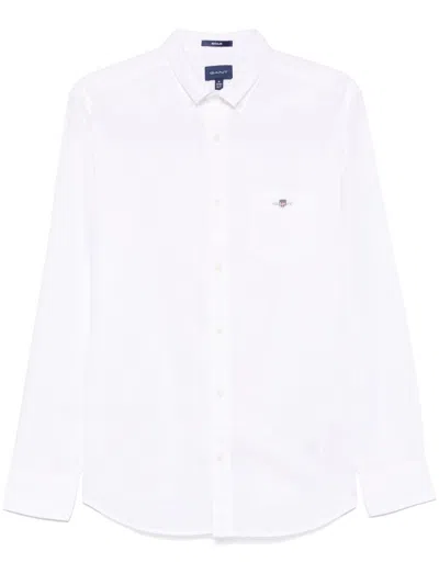 Gant Hemd Mit Logo-stickerei In Weiss