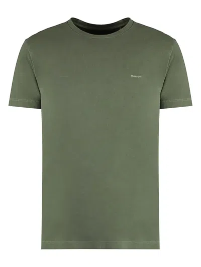 Gant Logo-embroidered T-shirt In Green