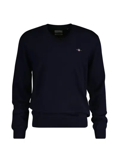 Gant Logo-embroidery Sweater In Blue