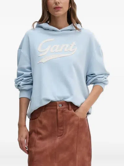 Gant Logo Hoodie In Blue