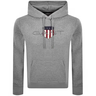 Gant Logo Hoodie Grey In Gray