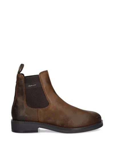 Gant Logo-print Chelsea Boots In Brown