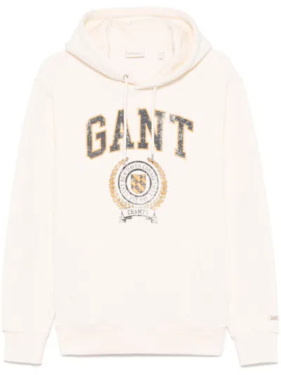 Gant Logo-print Hoodie In White