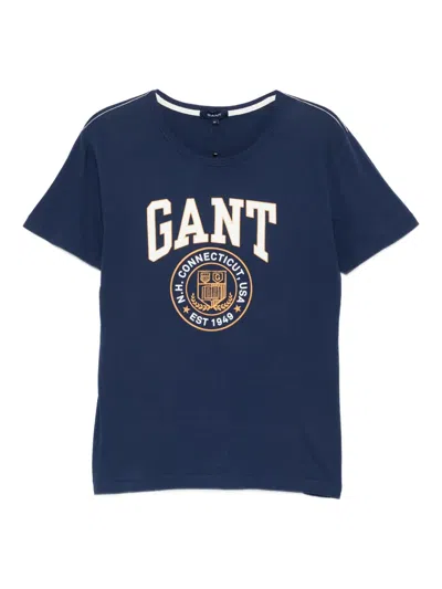 Gant Logo-print T-shirt In Blue