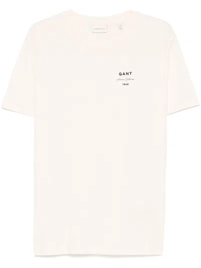 Gant Logo-script Short-sleeve T-shirt In White