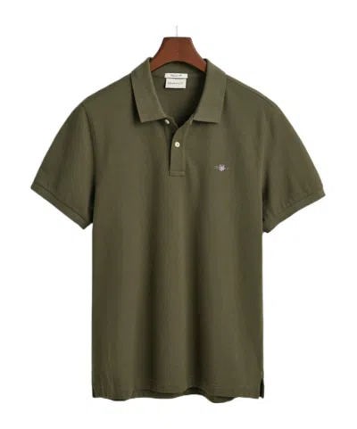 Gant Logo Short Sleeve Polo Shirt In Green