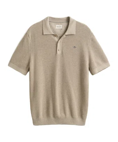 Gant Logo Short Sleeve Polo Shirt In Brown