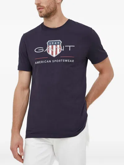 Gant Logo T-shirt In Blue