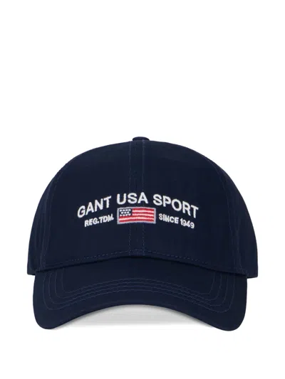 Gant Logo-embroidered Baseball Cap In Blue
