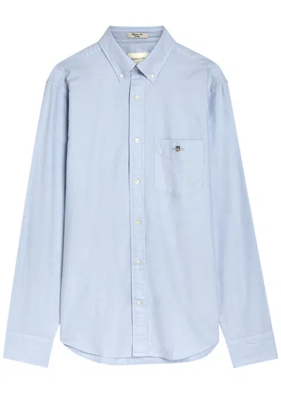 Gant Logo-embroidered Cotton Oxford Shirt In Blue