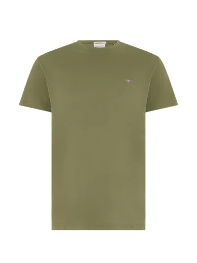 Gant Logo-embroidered Cotton T-shirt In Green