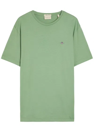 Gant Logo-embroidered Cotton T-shirt In Green