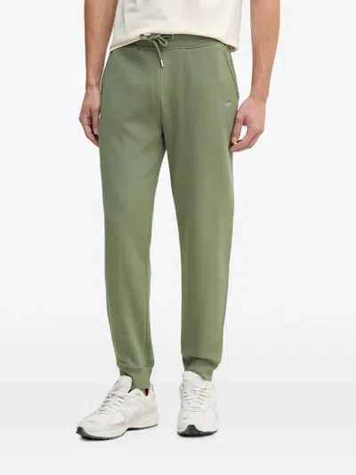 Gant Logo-embroidered Drawstring Track Pants In Green