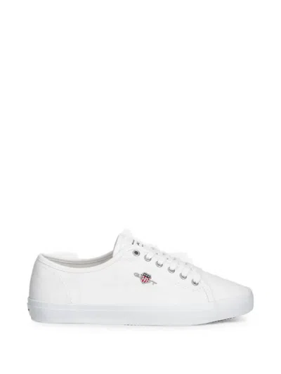 Gant Logo-embroidered Lace-up Sneakers In White