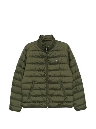 Gant Logo-embroidered Padded Jacket In Green