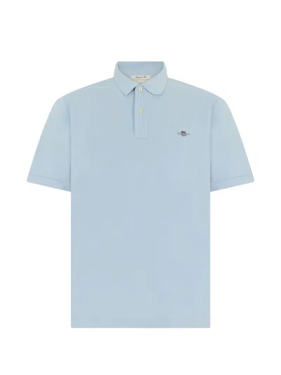 Gant Logo-embroidered Polo Shirt In Blue