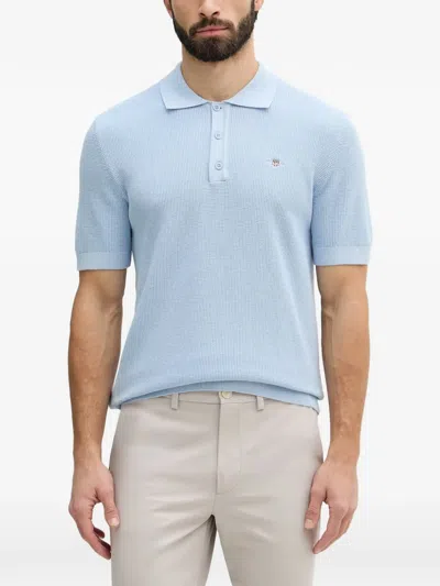Gant Logo-embroidered Polo Shirt In Blue