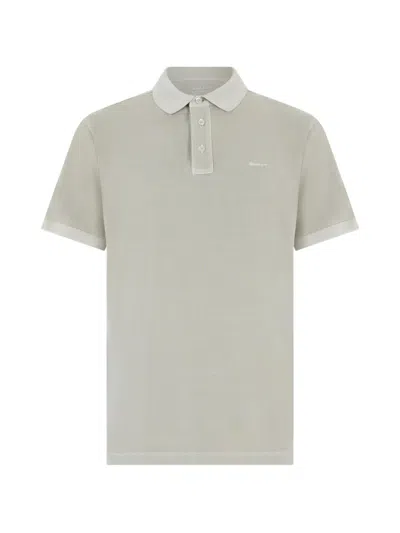 Gant Logo-embroidered Polo Shirt In Gray