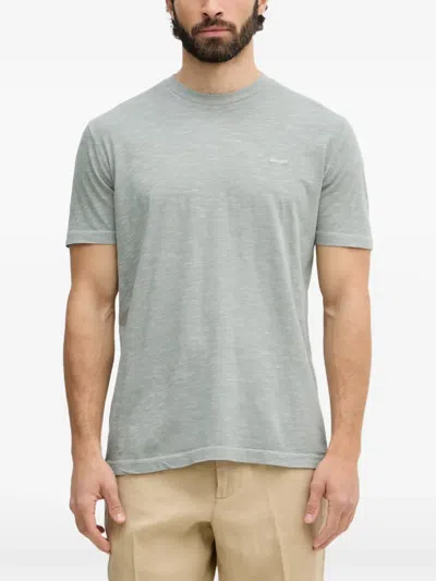 Gant Logo-embroidered Slub-texture T-shirt In Brown