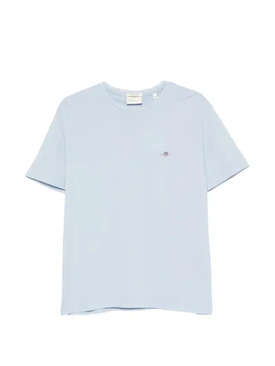 Gant Logo-embroidered T-shirt In Blue