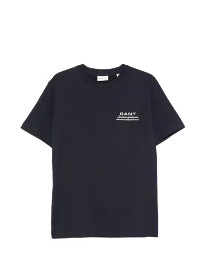 Gant Logo-embroidered T-shirt In Blue