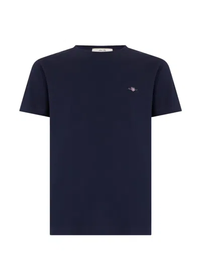 Gant Logo-embroidered T-shirt In Blue