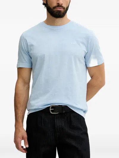 Gant Logo-embroidered T-shirt In Blue