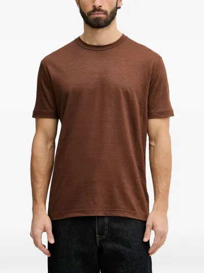 Gant Logo-embroidered T-shirt In Brown