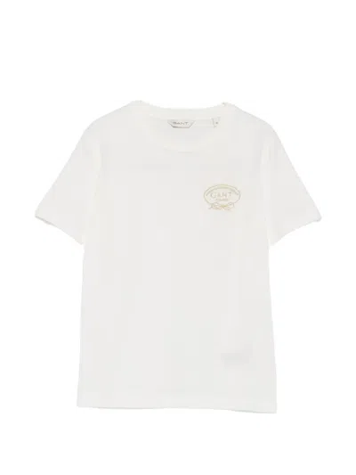 Gant Logo-embroidered T-shirt In White
