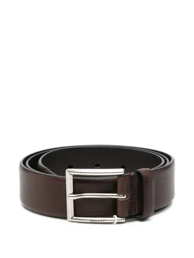 Gant Logo-engraved Buckle Belt In Brown
