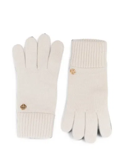Gant Logo-plaque Wool Gloves In Neutral