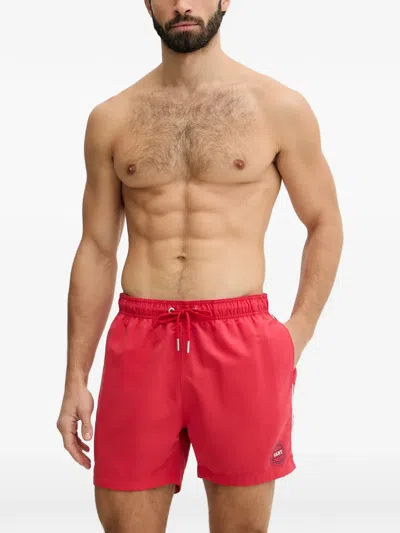 Gant Logo-print Drawstring Swim Shorts In Red