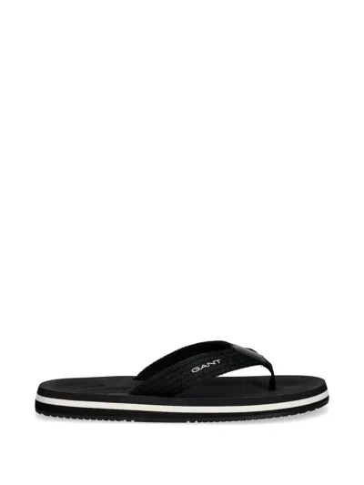 Gant Logo-print Flip-flops In Black