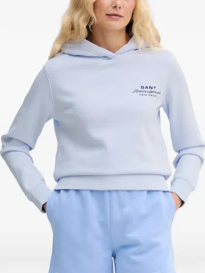 Gant Logo-print Hoodie In Blue