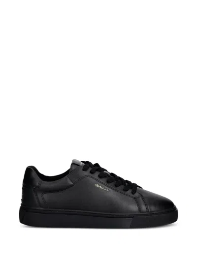 Gant Logo-print Leather Sneakers In Black