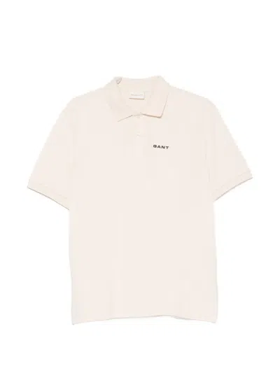 Gant Logo-print Piqué Polo Shirt In Neutral
