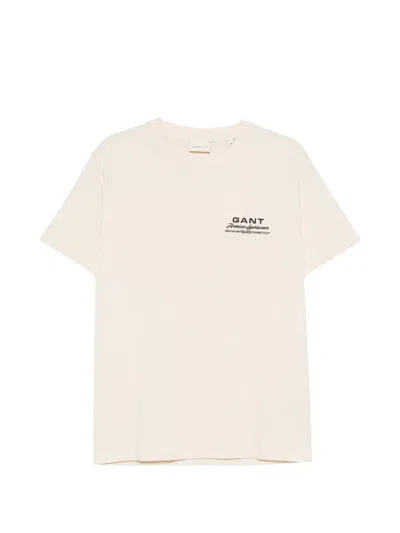 Gant Logo-print Short-sleeve T-shirt In Neutral