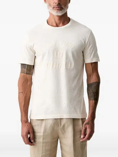 Gant Logo-print Slub-texture T-shirt In White