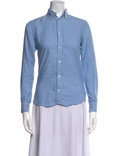 Pre-owned Gant Long Sleeve Button-up Top In Blue