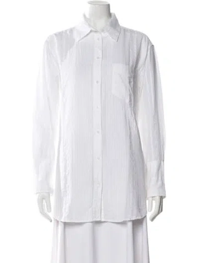 Pre-owned Gant Long Sleeve Button-up Top In White
