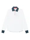 Gant Long-sleeve Contrast-collar Polo Shirt In Multi