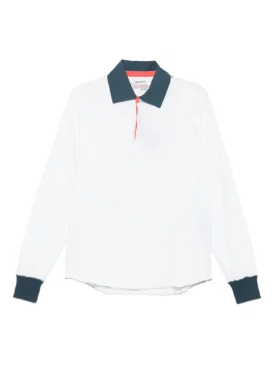 Gant Long-sleeve Contrast-collar Polo Shirt In Multi