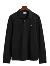 Gant Long-sleeve Pique Rugby Polo Shirt In Black