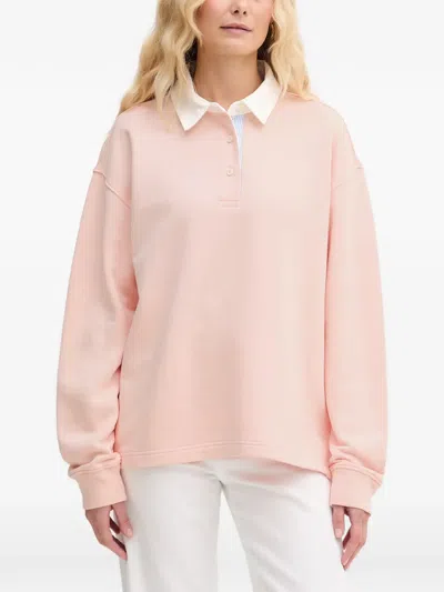 Gant Long Sleeve Polo Top In Pink