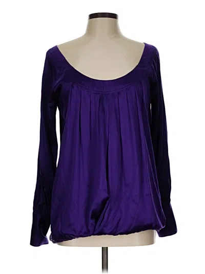 Pre-owned Gant Long Sleeve Silk Top Purple Scoop Neck Tops