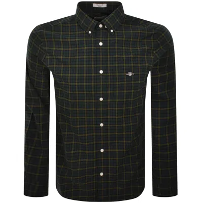Gant Long Sleeved Poplin Check Shirt Green In Multi