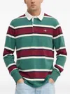 Gant Long-sleeved Striped Polo Shirt In Green