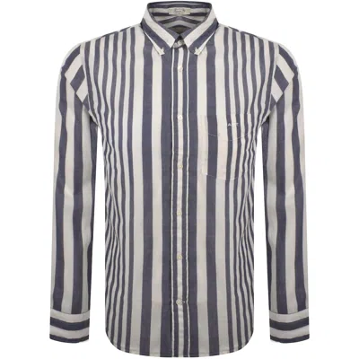 Gant Long Sleeved Voile Stripe Shirt Navy In Multi